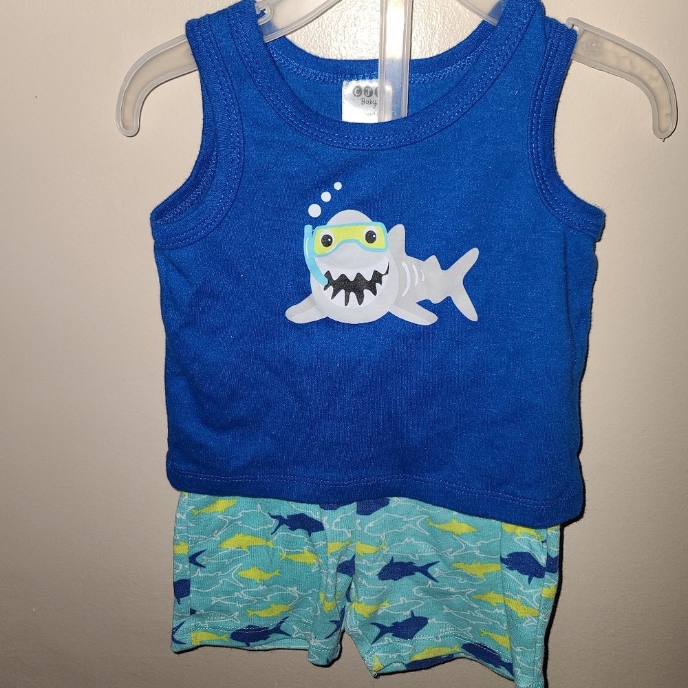 Shark summer baby boys 2 piece outfit